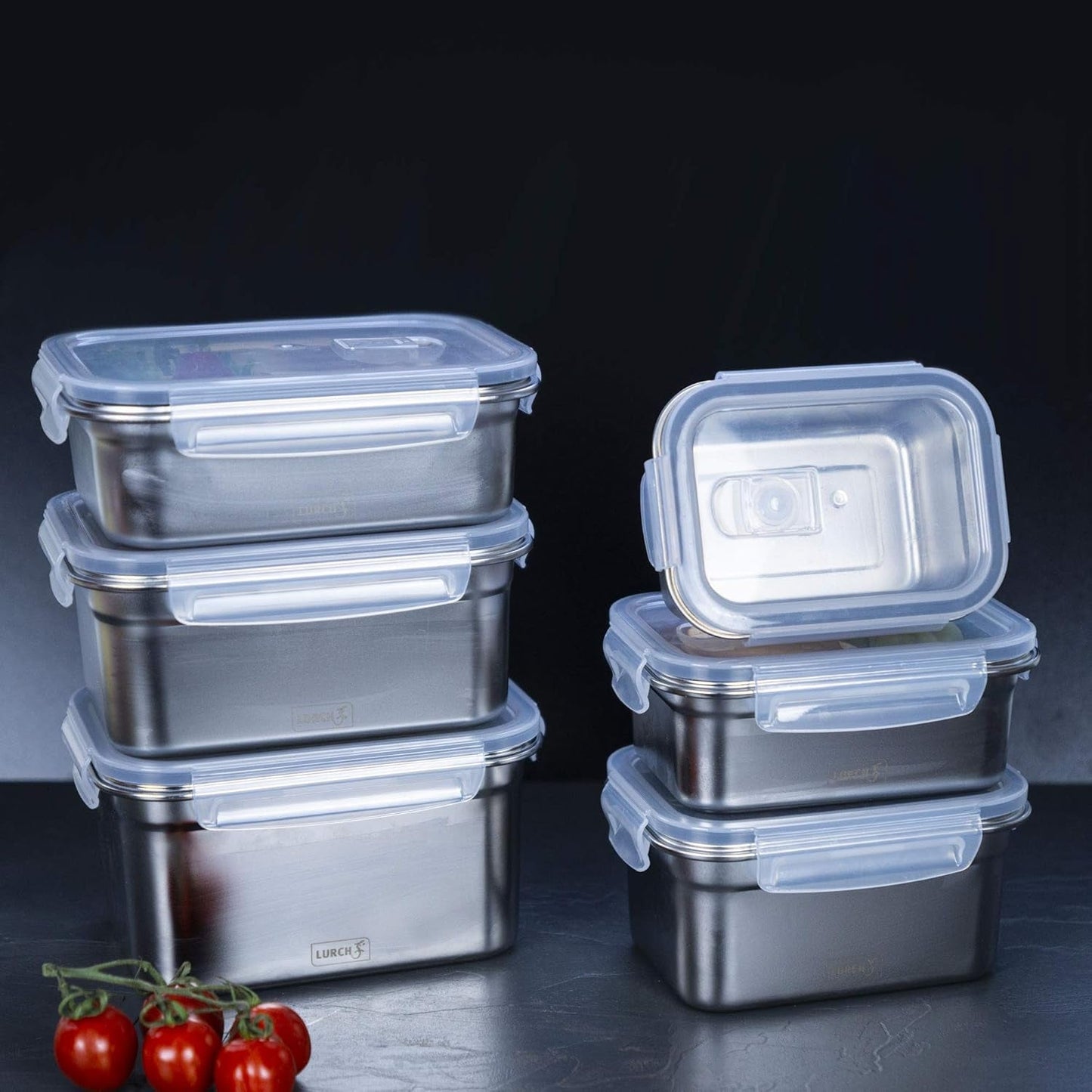 Lurch 240895 Lunch Box Scatola di sicurezza/conservazione in acciaio inossidabile di alta qualità con coperchio in plastica senza BPA Scatole trasparenti per alimenti da 2000 ml Naty Shop
