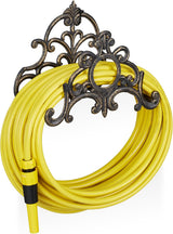 Relaxdays Portagomma da Giardino Look Vintage Montaggio a Parete Tubo Flessibile 20m Ghisa Altezza 24x31,5x15cm Bronzo