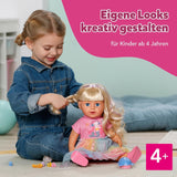 BABY nata Carla - bambola da 43 cm - capelli biondi con ciocche di alta qualità - non sono necessarie batterie - adatta per bambini dai 4 anni in su - include 7 accessori, rosa