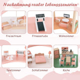 FANTASK Casa delle Bambole in Legno, Casa delle Bambole con 7 Camere e 7 Camere, Altezza 85 cm, con 32 Mobili e Accessori, Casa delle Bambole con Scala di Corda, Casa delle Bambole Regalo per Bambine di 3 Anni (Modello 3) Naty Shop Dollhouses