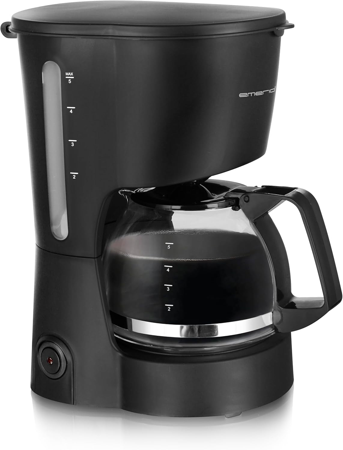 Emerio CME-122933, Macchina da caffè con filtro, 1,25 L per un massimo di 10 tazze di caffè fresco, filtro rimovibile permanente, funzione antigoccia, caraffa in vetro, spegnimento automatico, 1000 watt, nero/argento