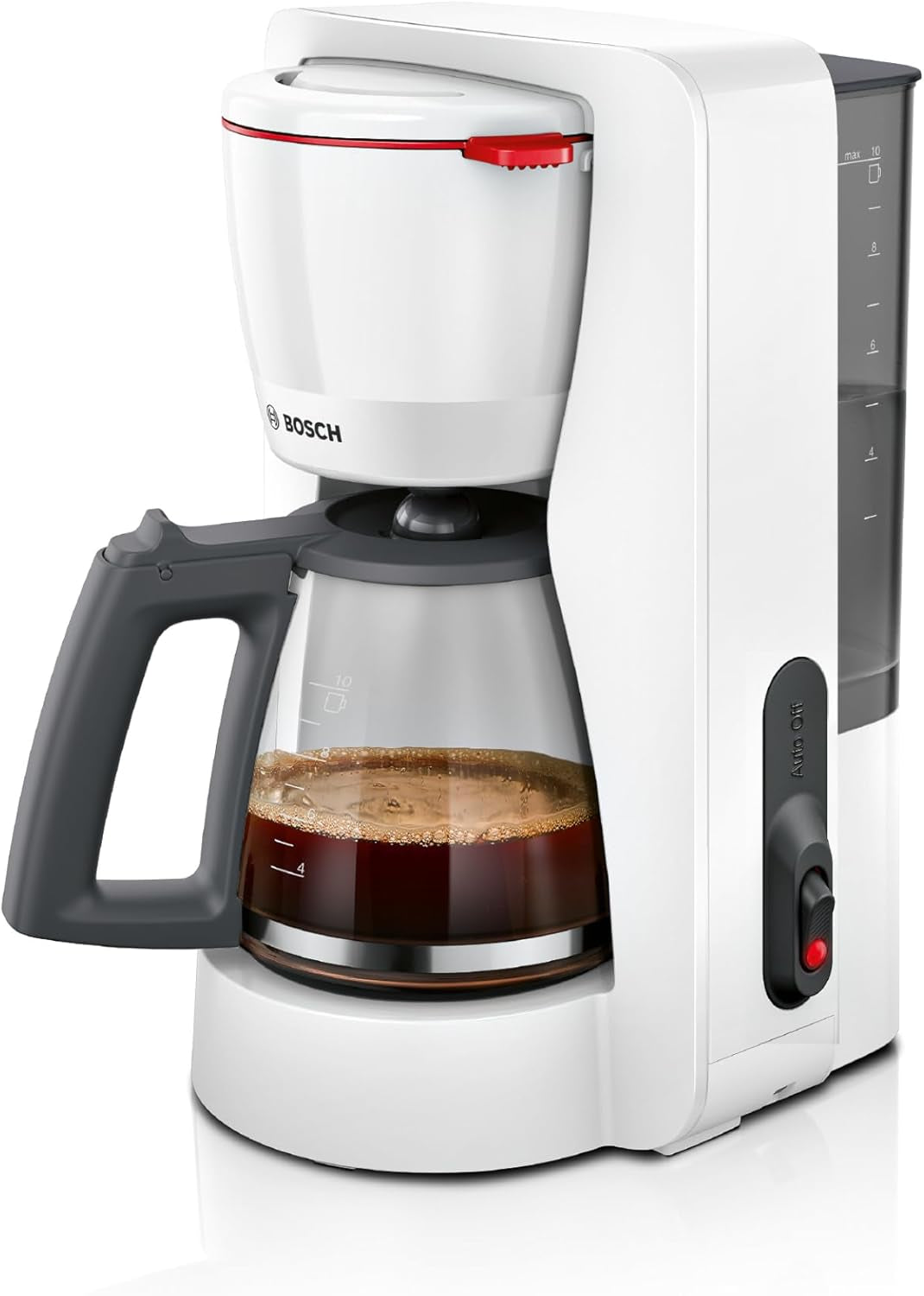 Bosch MyMoment TKA2M113 Macchina per caffè espresso con filtro, caraffa in vetro da 1,25 l, 10-15 tazze, funzione di mantenimento in caldo 40 minuti, sistema antigoccia, portafiltro girevole, serbatoio dell'acqua removibile, 1200 Watt, nero opaco