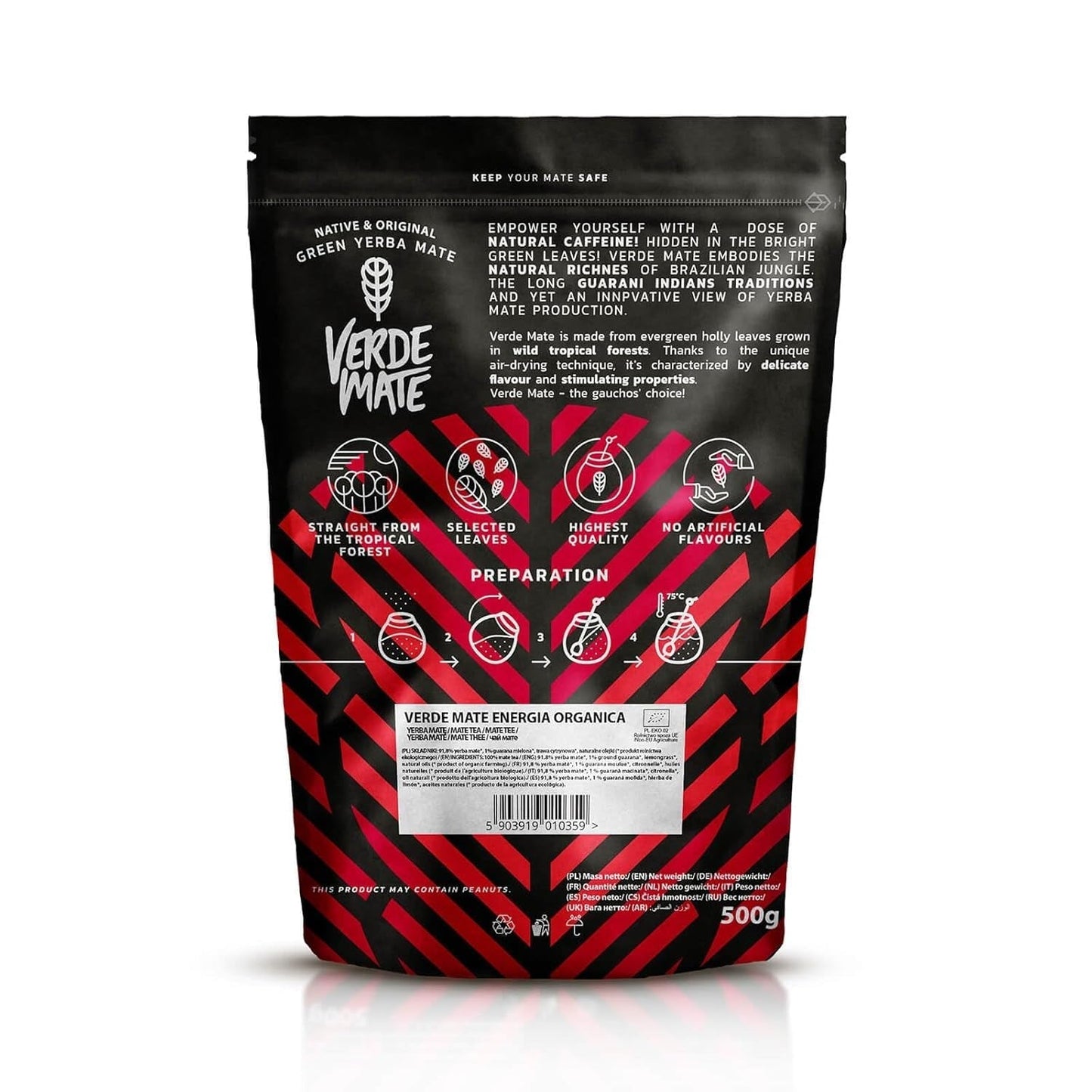 Green Mate Green Organica Energia Guaranà 500G | Tè Yerba Mate biologico dal Brasile | Contenuto di caffeina naturale | Tè Mate biologico