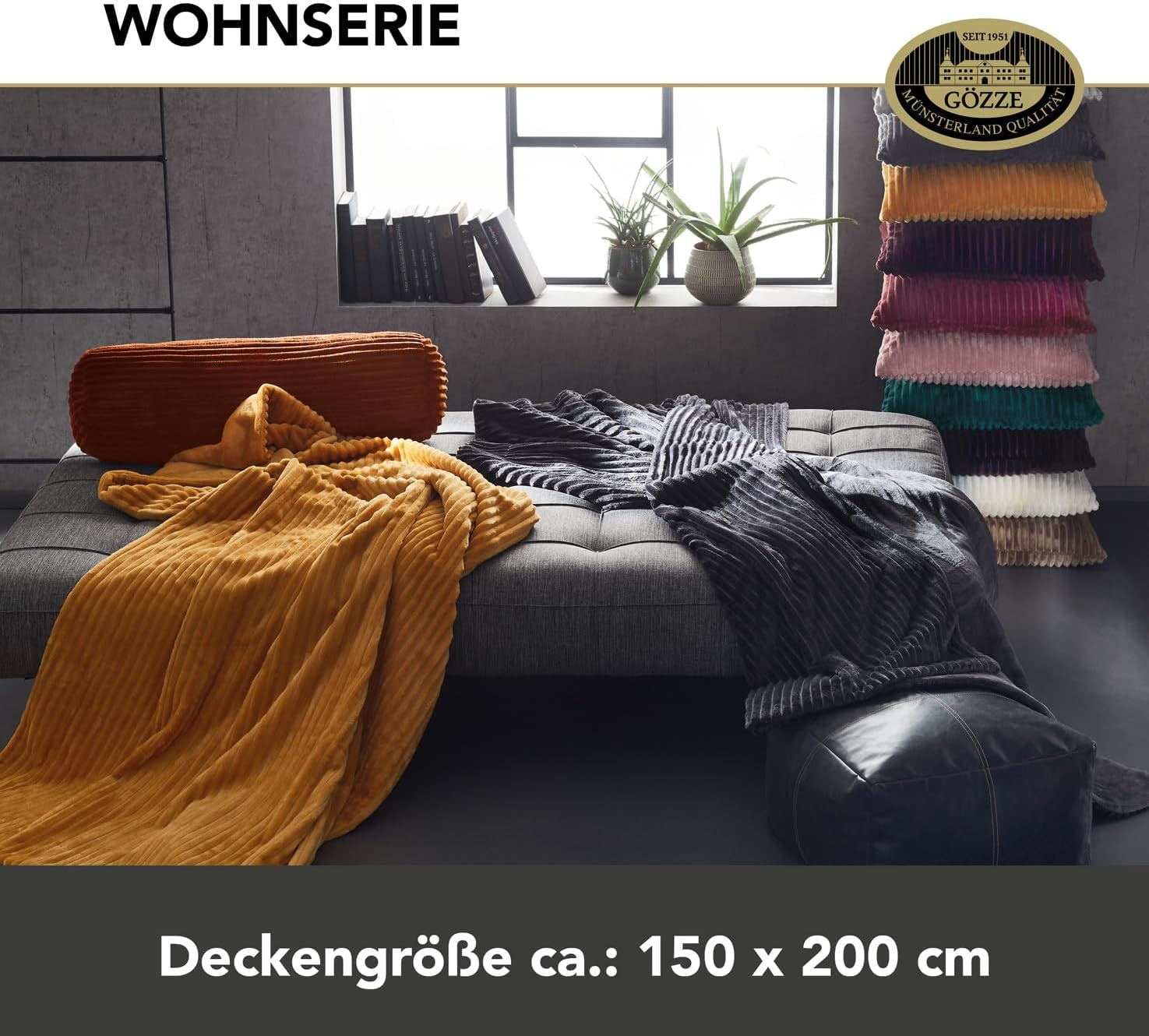 Gözze - Coperta comoda e morbida con effetto velluto a coste, 1620 g/pezzo, 150 X 200 cm - cannella Letti e coperte Besuche den Gözze-Store
