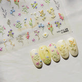 JMEOWIO 3D Nagelsticker Blumen Nail Art Sticker Selbstklebend Nagelaufkleber 5D Stereoscopico Frühling Sommer Blumen Dekoration Nageldesign Zubehör 1 Blatt