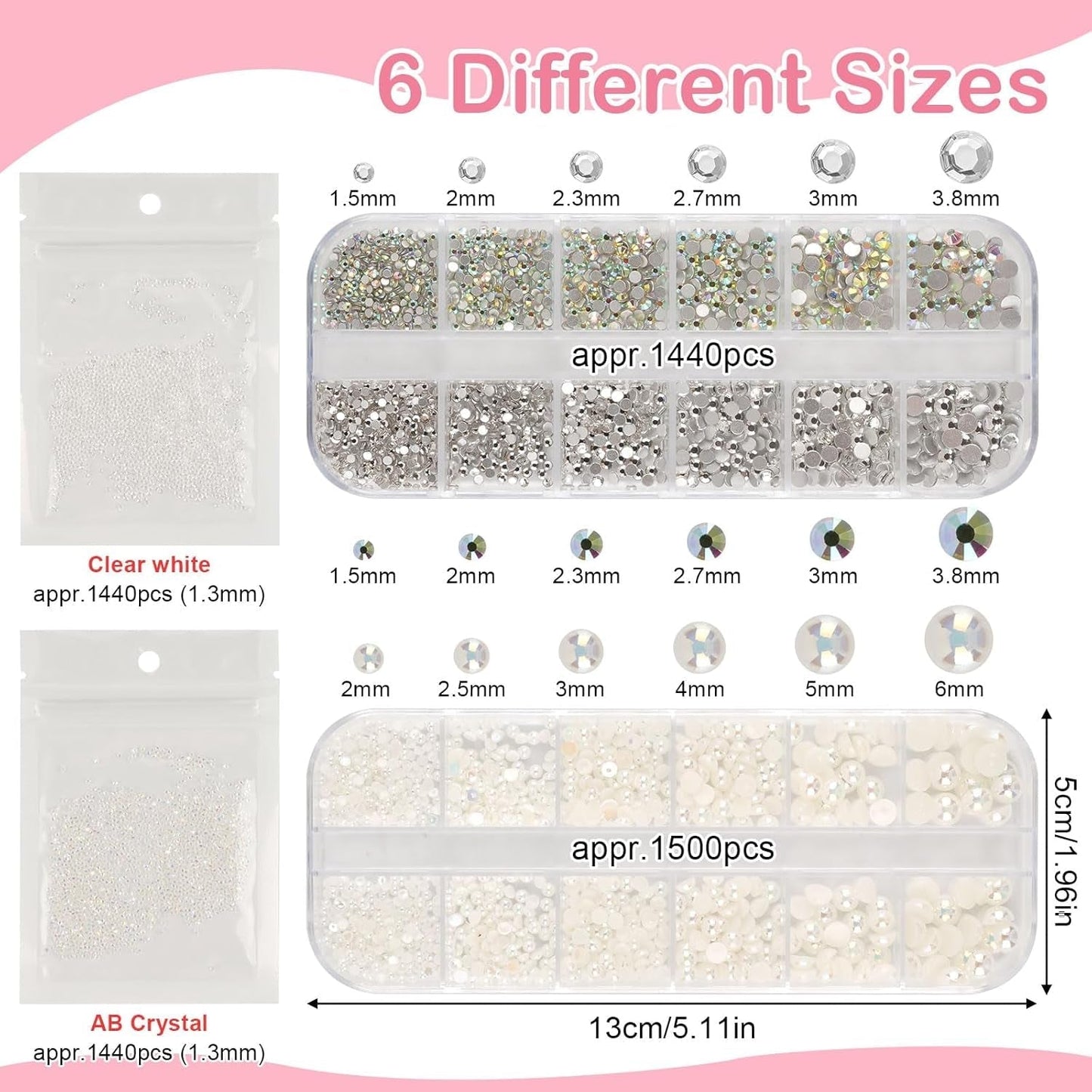 5820 Stück Strasssteine ​​​​Nägel, Glitzersteine ​​​​Nägel Und Halbrunde Perlen, AB Kristall Strass, Flatback Nagel Steine ​​Mit Pinzette Und Stift Für Nagel/Diy (Mehrere Größen Und Farben)