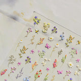 JMEOWIO 3D Nagelsticker Blumen Nail Art Sticker Selbstklebend Nagelaufkleber 5D Stereoscopico Frühling Sommer Blumen Dekoration Nageldesign Zubehör 1 Blatt