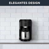 Rowenta Adagio Macchina per caffè espresso con filtro, caraffa termica in acciaio inossidabile, mantiene il caffè caldo fino a 4 ore, capacità 10-15 tazze, capacità 1,25 l, cestello filtro rimovibile, spegnimento automatico, nero, CT3818