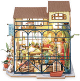 Robotime DG145 Rolife Emily's Flower Shop Casa delle bambole in miniatura Realizzata in legno, metallo, tessuto e cartone, Dimensioni: 22 X 15 X 17 cm, Case delle bambole Naty Shop