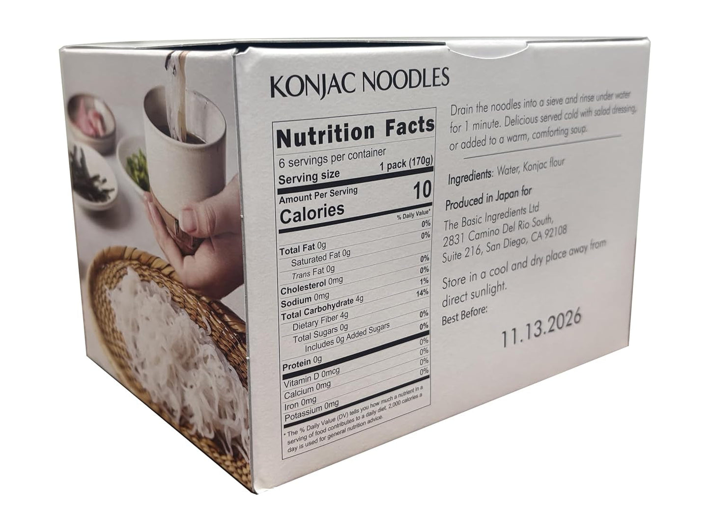 Tagliatelle Shirataki Konjac dal Giappone, 6 x 170 g | Dieta cheto | Zero carboidrati | Senza glutine A basso contenuto di calorie