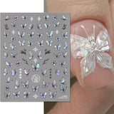 2 Blätter Schmetterling Nagelsticker Selbstklebend,Muschel Glitzer Nail Art Farfalla Adesivo per unghie Lila Grau Schmetterlinge Nagelaufkleber Relief Laser Farfalle Nagel Sticker Nageldesign Zubehör