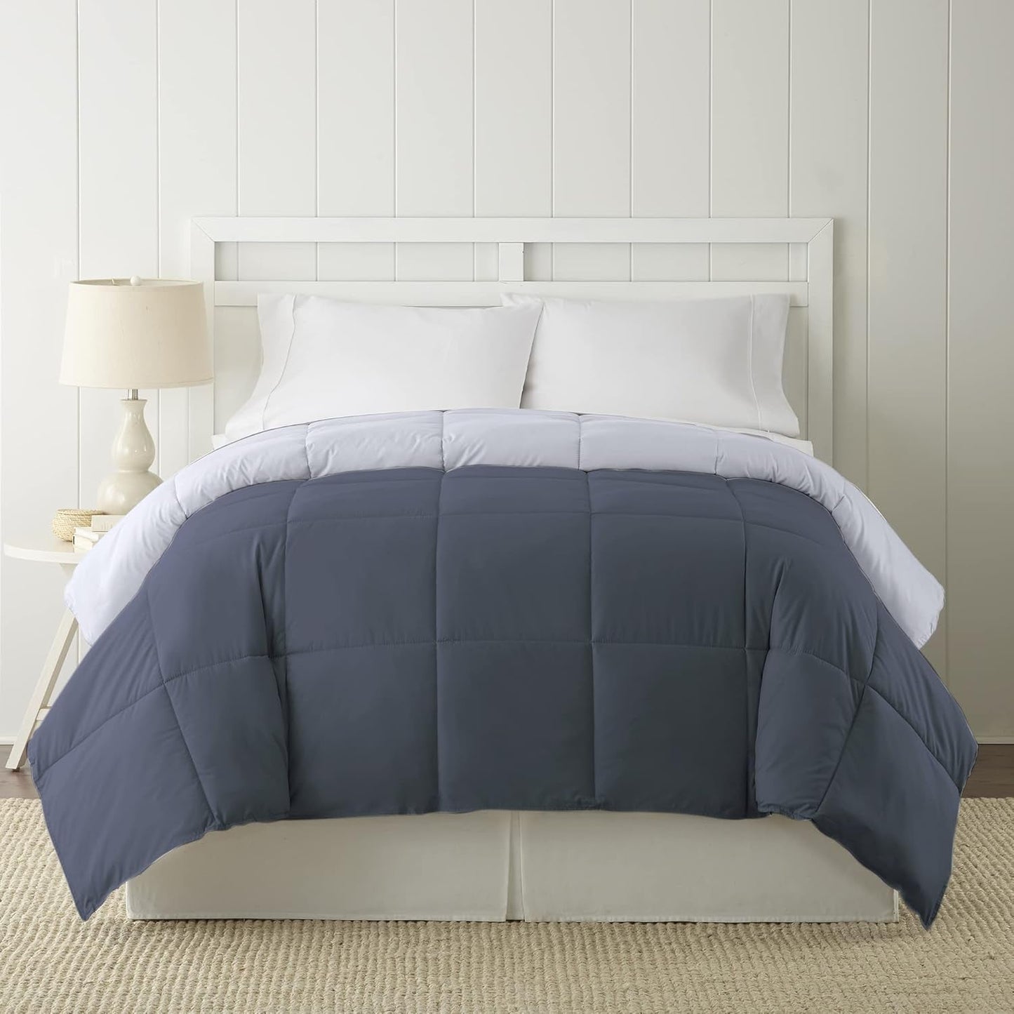 Alternativa alla piuma, microfibra, trapuntata, reversibile, piumino e inserto piumino - Alternativa morbida e confortevole alla piuma d'oca - Biancheria da letto per tutte le stagioni, Piumini e trapunte Twin Denim/Cloud Naty Shop