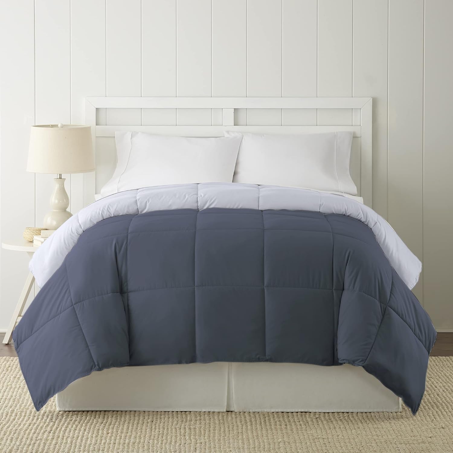 Alternativa alla piuma, microfibra, trapuntata, reversibile, piumino e inserto piumino - Alternativa morbida e confortevole alla piuma d'oca - Biancheria da letto per tutte le stagioni, Piumini e trapunte Twin Denim/Cloud Naty Shop