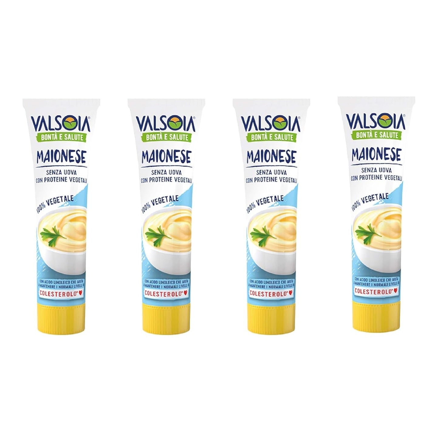 Maionese Vegetale alla Soia Senza Uova, Ideale per Vegani e Vegetariani, Versatile in Cucina, 4 x 150ml