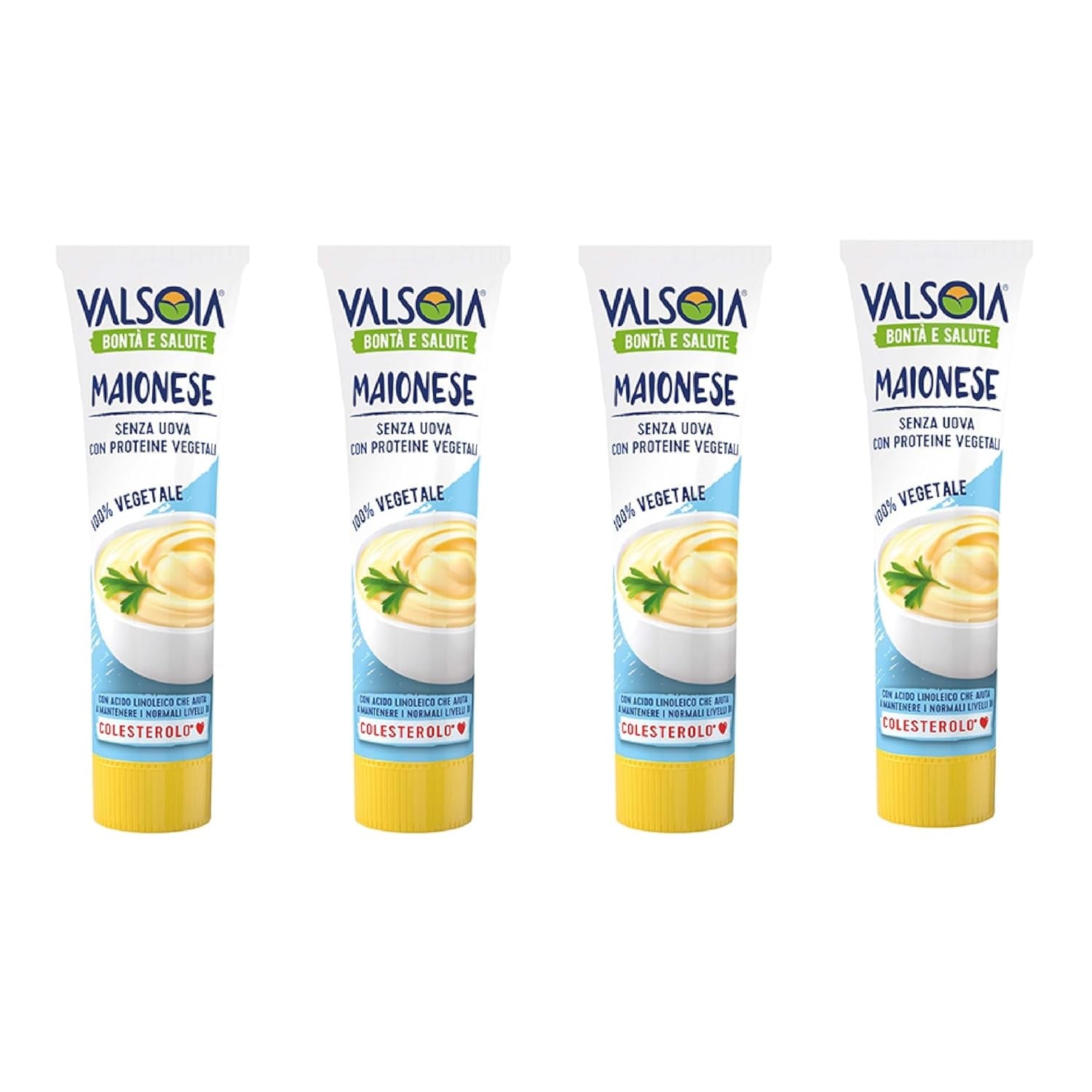Maionese Vegetale alla Soia Senza Uova, Ideale per Vegani e Vegetariani, Versatile in Cucina, 4 x 150ml