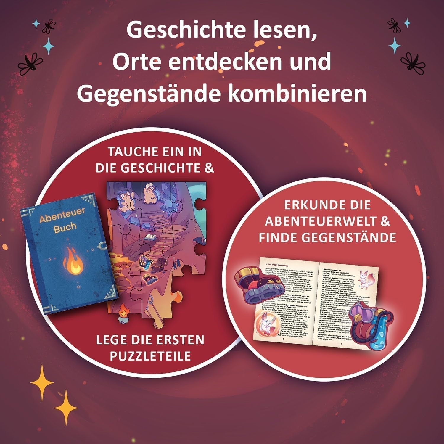 KOSMOS 684853 Den Tiefen Des Vulkans Puzzle Avventura, 258 Pezzi, Puzzle Avventura Interattivo per Bambini 8+, Scopri una Storia Avventura con Ogni Pezzo del Puzzle Puzzle Naty Shop