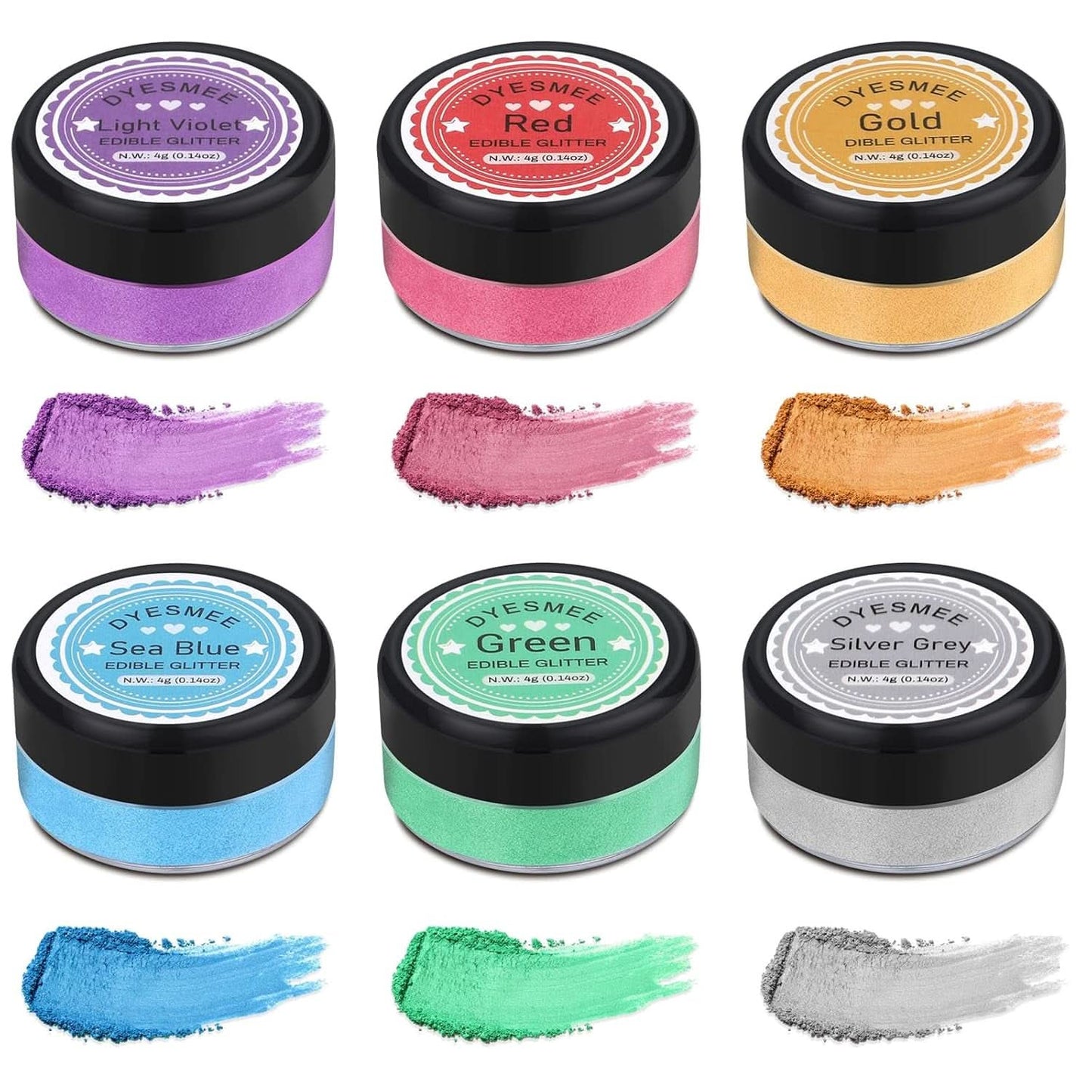 Glitter commestibili, set di 4 o 6 tonalità di colore, 4 grammi per prodotto Glitter Naty Shop 6 colori
