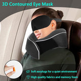 KILDOWS Cuscino per il collo dell'aereo, Cuscino da viaggio in memory foam, Cuscino da viaggio per l'aereo con maschera per gli occhi e tappi per le orecchie, Cuscino per il collo ortopedico, Ideale per viaggiare in aereo, macchina, treno Cuscini ortopedici cervicali Naty Shop
