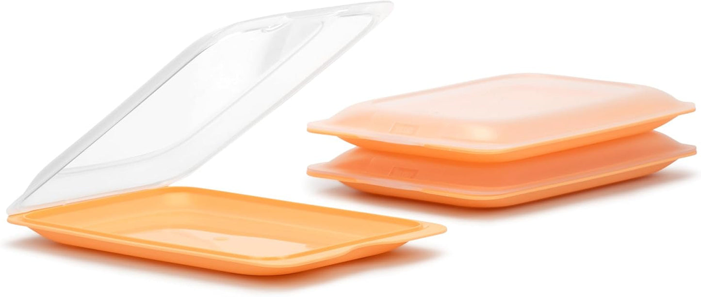 TATAY Fresh Slicer Box Set da 4, senza BPA, riutilizzabile, impilabile, lavabile in lavastoviglie e MWO, colori casuali. Misure 17 cm x 3,2 cm x 25,2 cm Scatole per alimenti Naty Shop Set 3 - Pesca