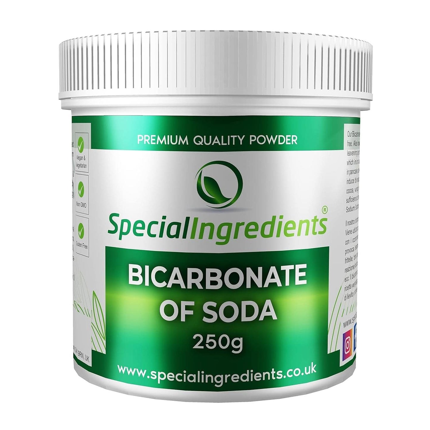 Ingredienti speciali Natriumbikarbonat - Premium Qualität Extra Fine Powder, Vegan, Gvo-Frei, Glutenfrei - Recycelbarer Behälter Kitchen Naty Shop