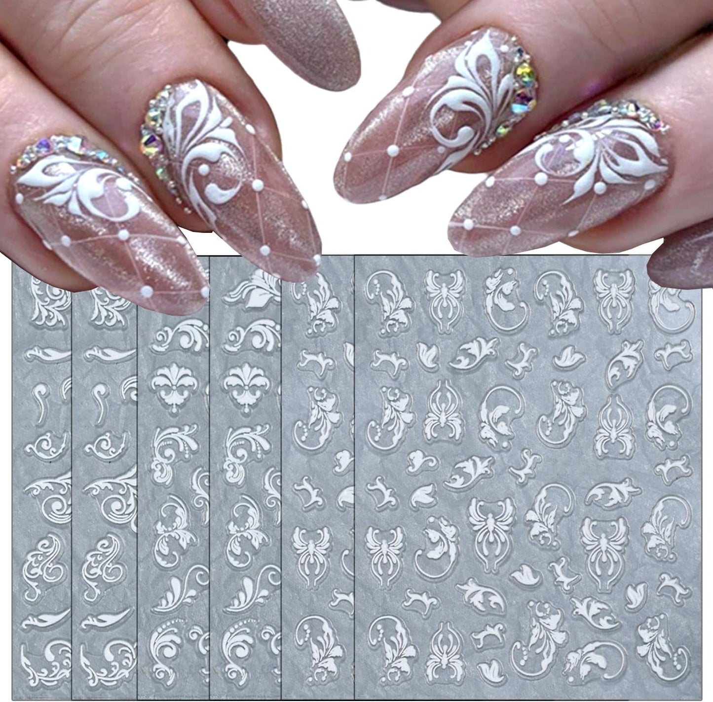 GZMAYUEN 12 colori adesivi per unghie francesi adesivi per unghie in colore sfumato francese 3D accessori per unghie autoadesivi per design per unghie