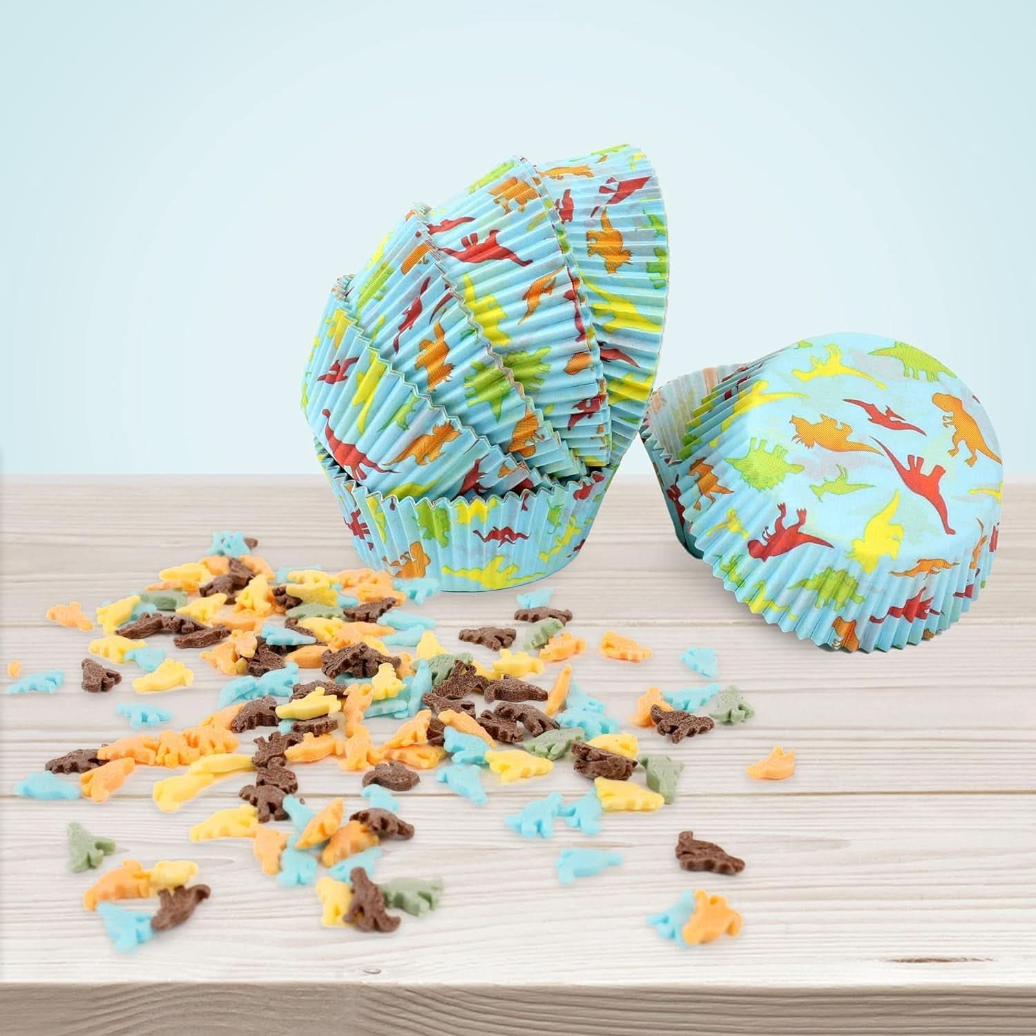 Set Günthart Dino, 55 grammi + 50 pirottini di carta per cupcake Sprinkles Naty Shop