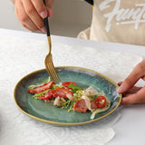 Henten Home Piatti speciali in gres, ciotole per snack e salse - 20x17 cm per 4 persone, piatti da colazione in porcellana - design moderno verde