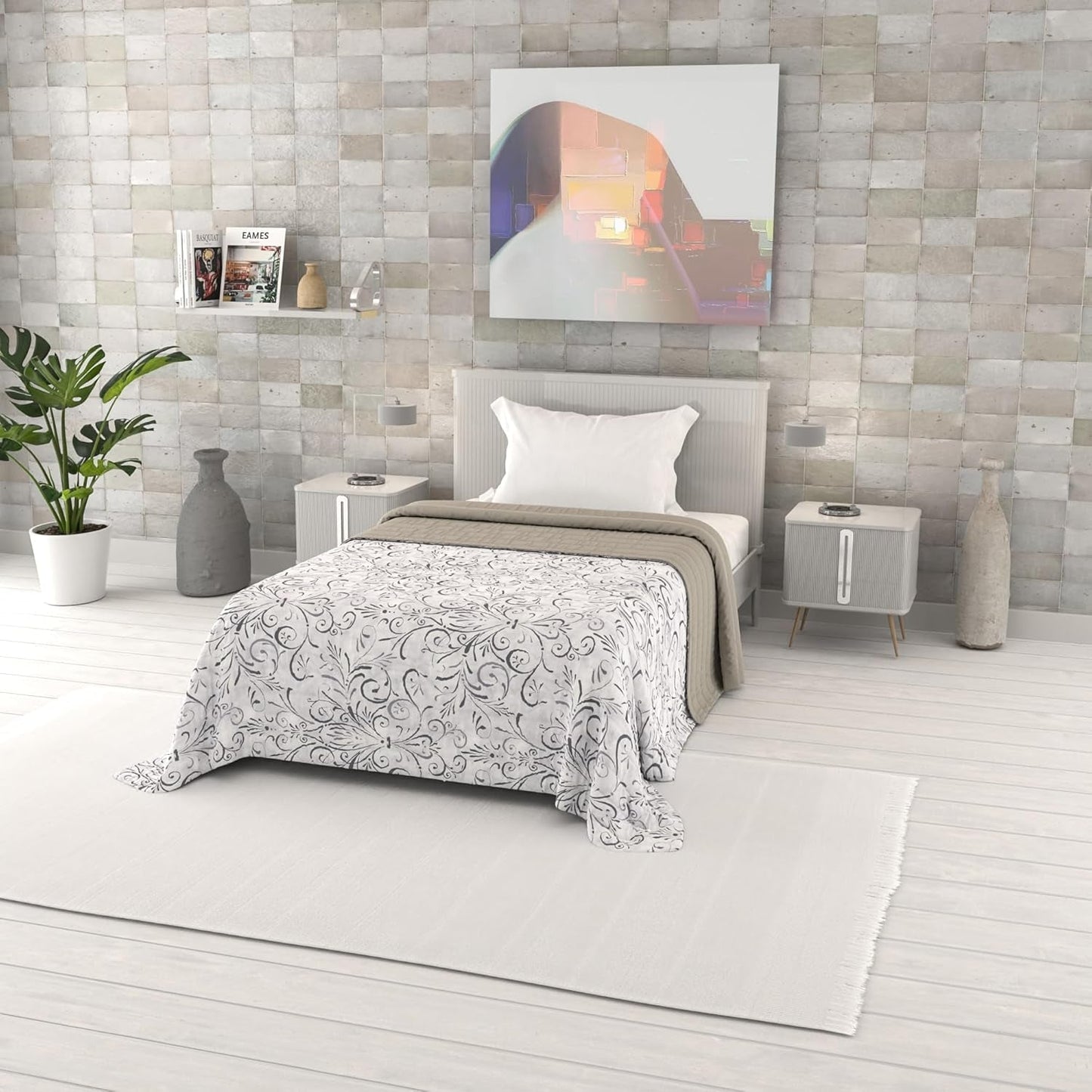 Trapunta estiva stampata fantasia, imbottitura in poliestere, Petali, 260X270Cm Trapunte e Trapunte Naty Shop Ornato 220X270Cm