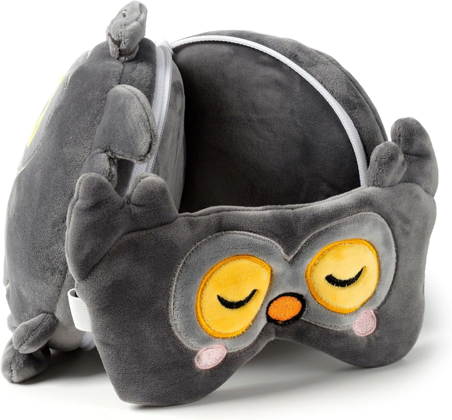 Cuscino da viaggio con maschera Relaxeazzz - Gufo Winston - Cuscini da viaggio con simpatici animali Naty Shop