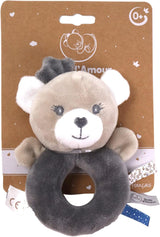- Peluche con sonaglio - Orsetto - 012290 - Grigio - Pile - Nascita - Peluche - Baby - Calmante - Morbido - Lavabile - 13 cm x 10 cm - Da 0 mesi Baby Toys Naty Shop