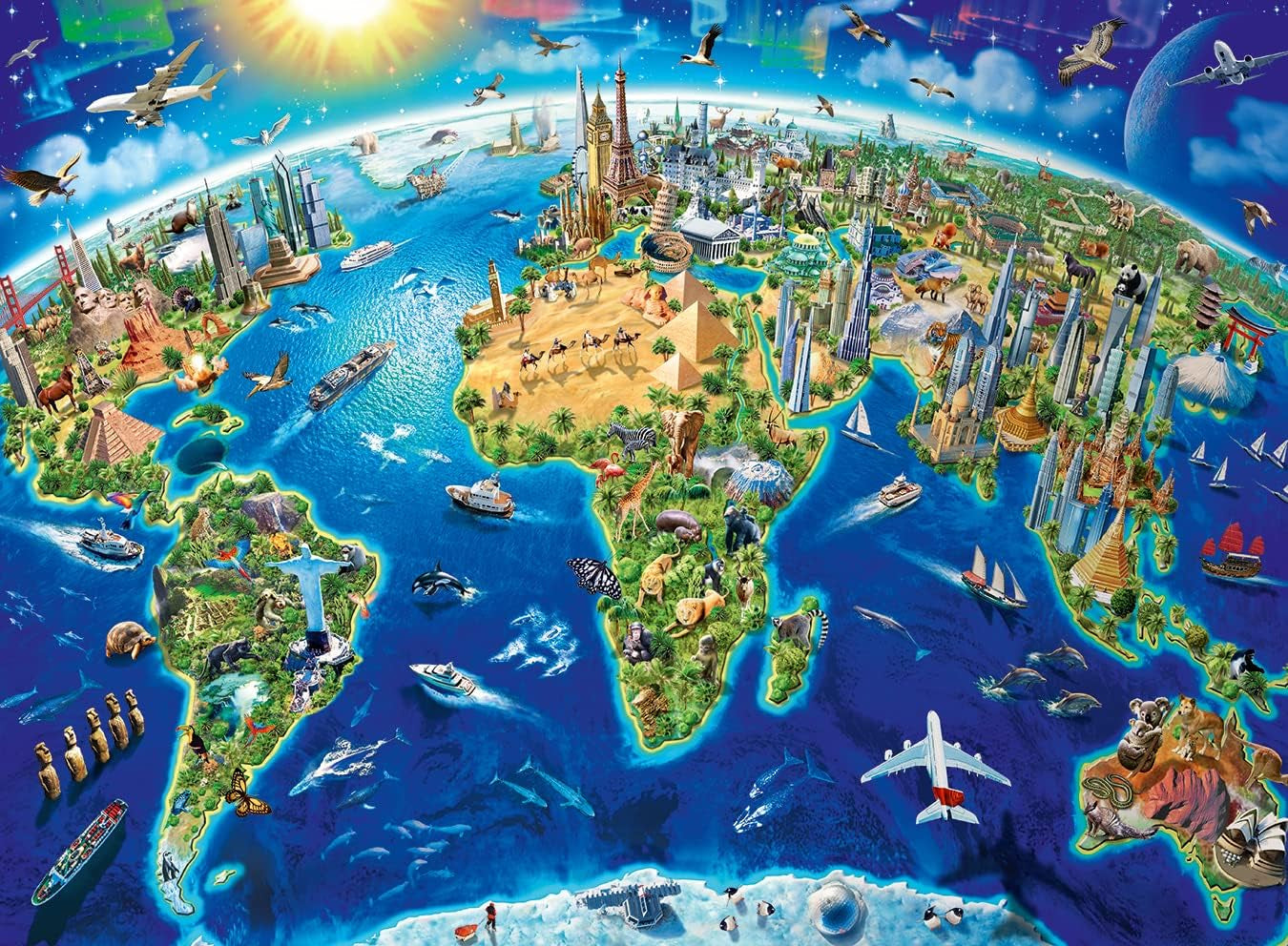 Puzzle per bambini Ravensburger - 12722 Grande, vasto mondo - Puzzle con mappa del mondo per bambini dagli 8 anni in su, con 200 pezzi in formato XXL Puzzle Naty Shop