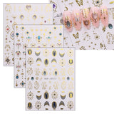 JMEOWIO Nagelsticker Herz Mond Stern 9 Blatt Nail Art Sticker Selbstklebend Nagelaufkleber Bunt Dekoration Nageldesign Zubehör