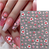 JMEOWIO 3D Nagelsticker Blume Nail Art Sticker Self-klebend Nagelaufkleber 5D Stereoscopico Frühling Sommer Floral Dekoration Nageldesign Zubehör 4 Blatt