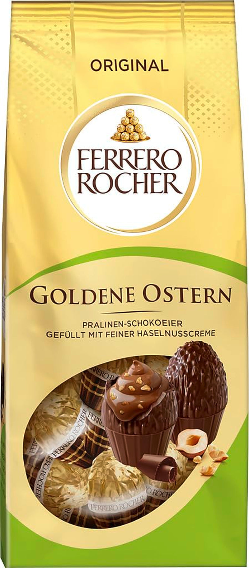 Ferrero Rocher Uova Di Cioccolato 90g – Cioccolato Al Latte Con Pezzetti Di Nocciole E Finissima Crema Di Cacao Con Nocciole – Uova Di Pasqua Per Nidi Di Pasqua – Regalo Di Pasqua – Cioccolato Pasquale, Dolci Pasquali