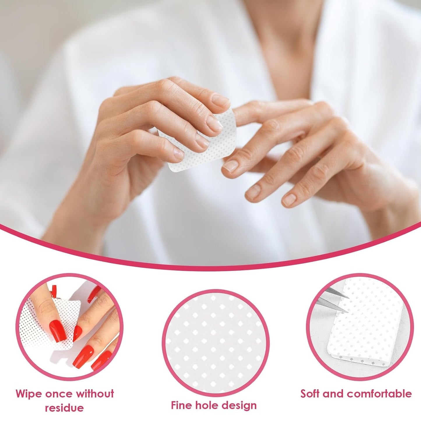 330 Stück Fusselfrei Nägel Wattepads, Fusselfreie Nageltücher, Nagel Wischtücher Wattepads, Nagelleck Entfernen Für Cleaner Gelnägel Nail Wipes Pads (Bianco)
