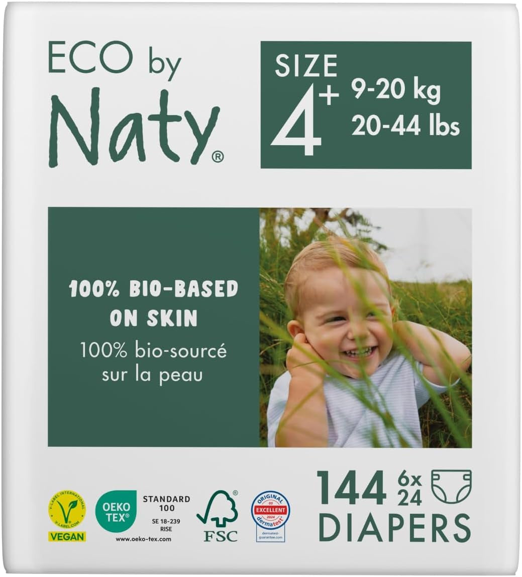 Pannolini Eco Eco by Naty Baby Eco Pannolini - pannolini biologici premium, ecologici, realizzati con materiali a base vegetale, ideali per la pelle sensibile del bambino (taglia 5 - 80 pezzi)
