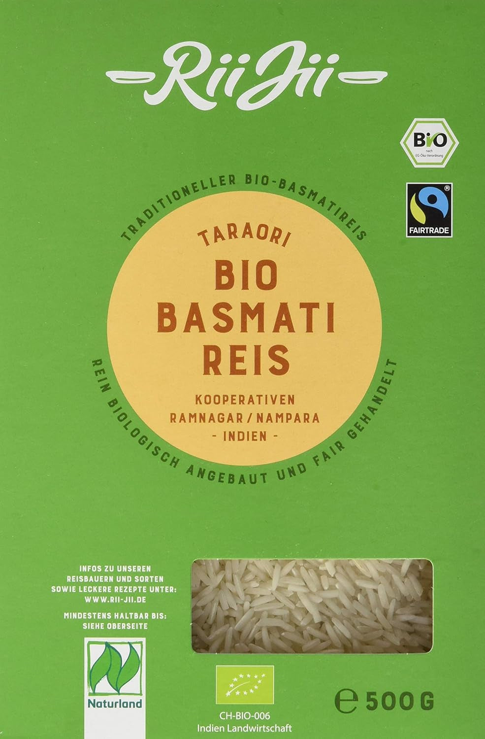 Riso Basmati bianco biologico Taraori, FairTrade Naturland, 500 g