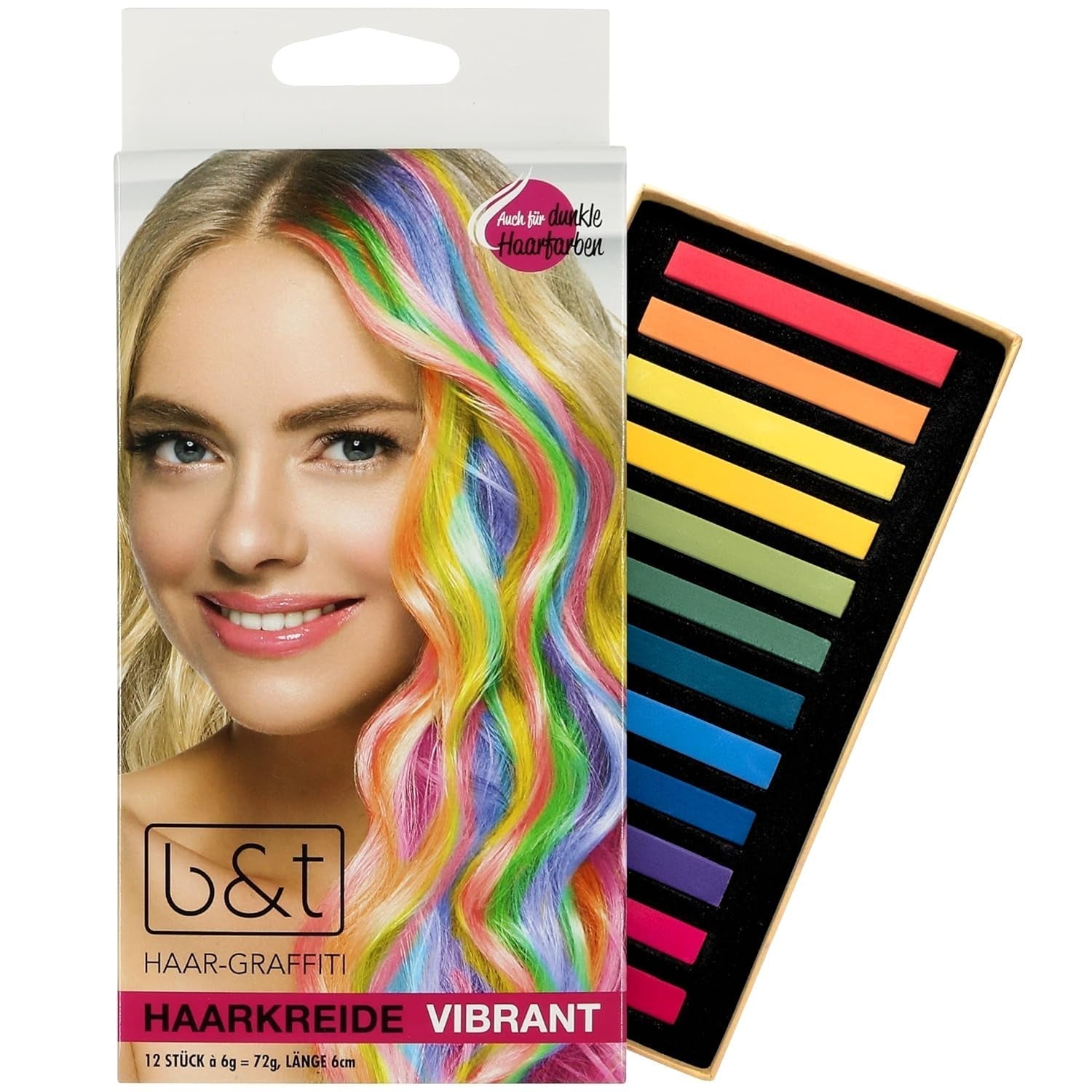 Set di 12 matite colorate per capelli (carrelli) vivaci - facili da usare - lavabili - tinture temporanee per capelli - anche per capelli scuri - come regalo Halloween Carnevale Compleanno Natale Tinture per capelli Naty Shop Titolo predefinito