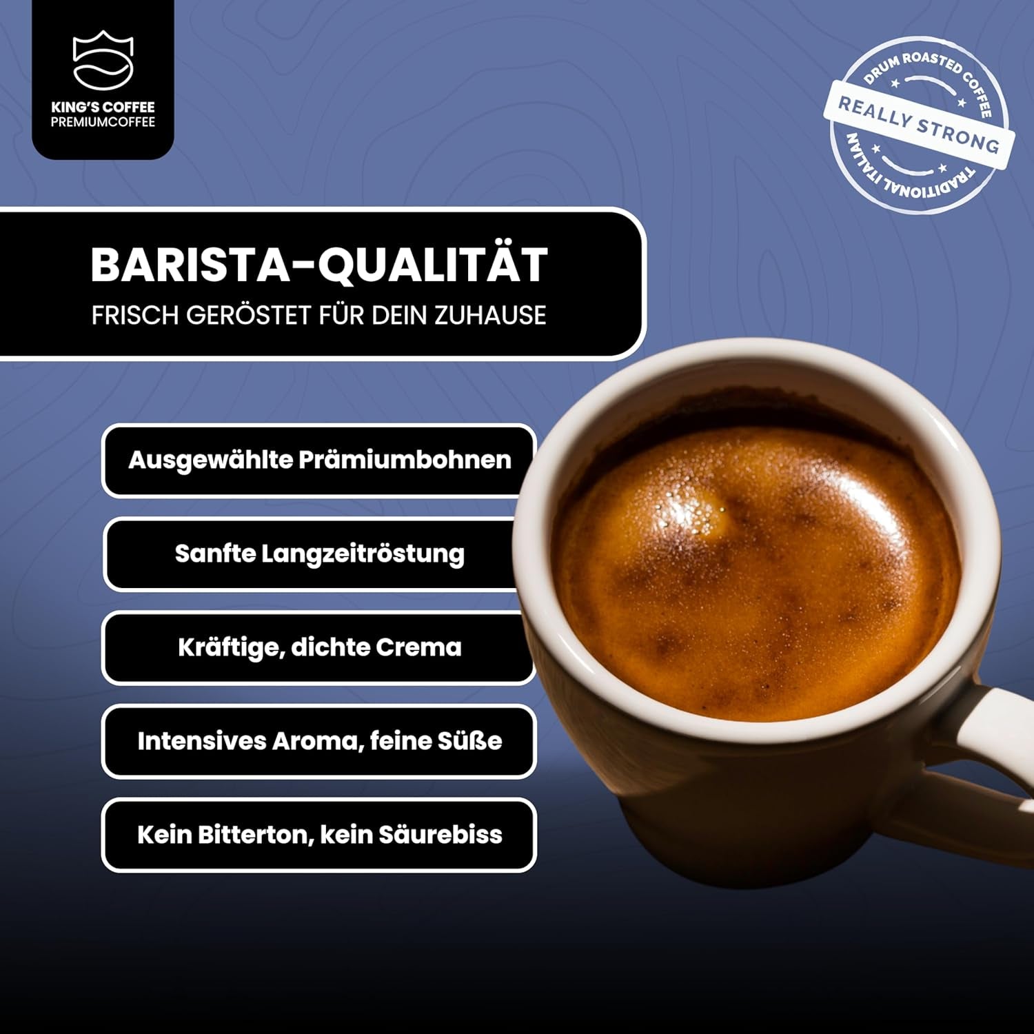 KING'S COFFEE - AMESTEC RS ESPRESSO - 1 kg di chicchi di caffè forti e aromatici - caffè a bassa acidità - caffè in grani interi - torrefazione in piccoli lotti dall'Italia - chicchi di caffè espresso per macchine completamente automatiche e macchine portafiltro