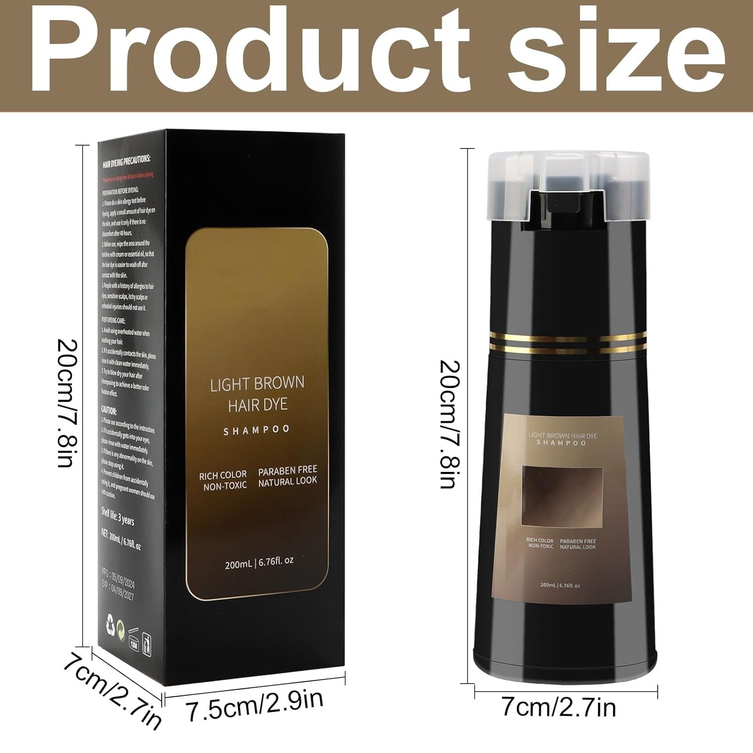 Shampoo Colore Capelli, Shampoo Colore Istantaneo 3 in 1, Shampoo Colore Capelli Istantanei, Shampoo Colore Capelli Neri, Shampoo Colore Capelli (Marrone Chiaro) Tinture per capelli Naty Shop