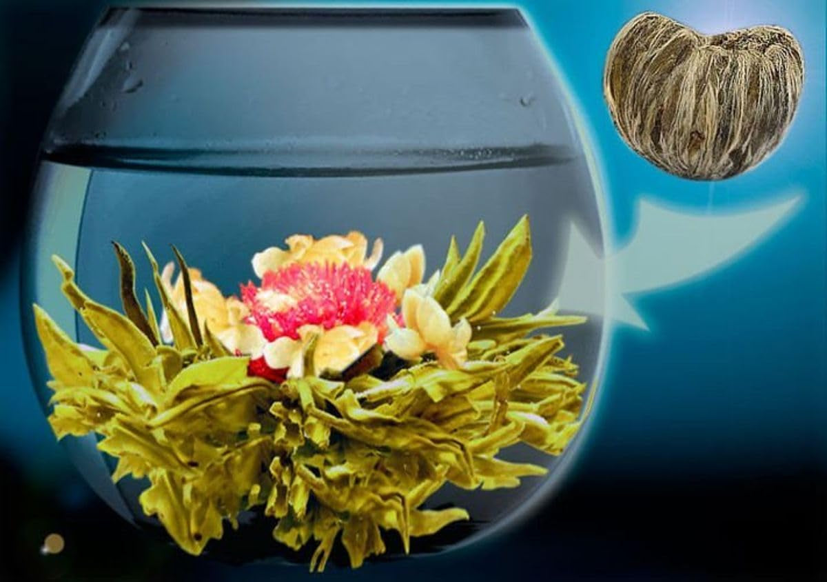 Lingotto d'oro fiori di tè 1 pezzo 6 g | Foglie di tè verde | Fiori di gelsomino | Creeper europeo | Tè verde Tè ai fiori | Fiori di tè verde | Ideale per gli amanti del tè