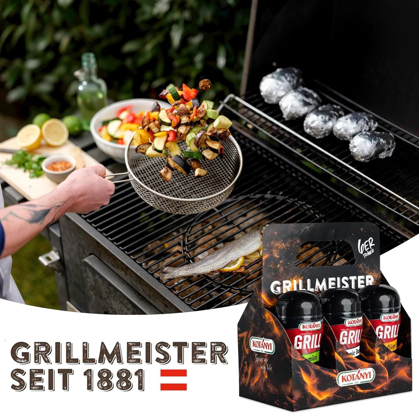 KOTÁNYI Set regalo spezie per griglia - 6er Carrier - Regali per uomo - Grill Zubehör & Spice Set für jedes BBQ - Grill Zubehör inkl. Polvere magica - [Jetzt Geburtstagschenken für Männer bestellen!]