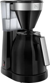 Melitta Easy Top - Macchina per caffè espresso con filtro e caraffa in vetro, per un massimo di 10 tazze di caffè, nero/acciaio inossidabile