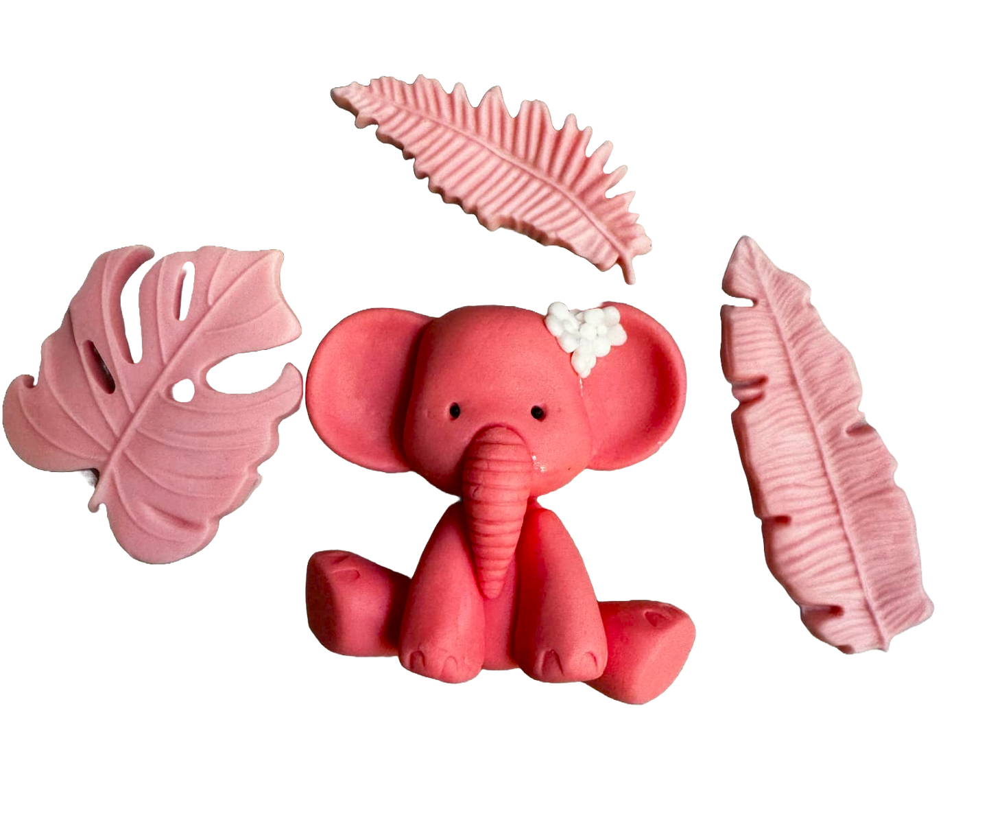 Set 4 decorazioni in zucchero commestibile, Battesimo, Elefante, Decorazioni in Pasta di Zucchero per bambine Naty Shop