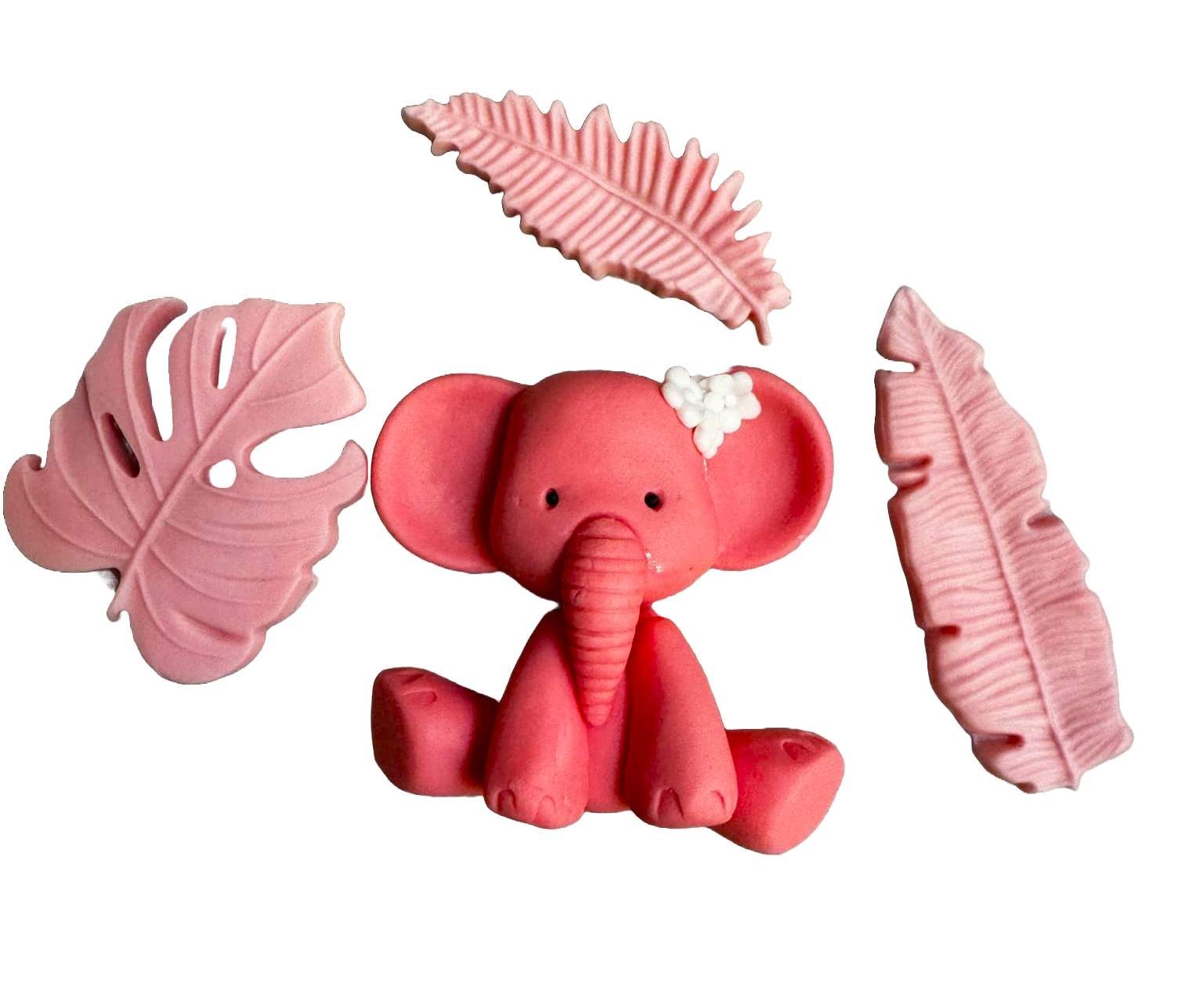 Set 4 decorazioni in zucchero commestibile, Battesimo, Elefante, Decorazioni in Pasta di Zucchero per bambine Naty Shop