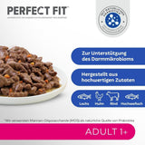 Selezione di cibo umido Perfect Fit Adult 1+ con salmone, pesce di acque profonde, manzo e pollo, 48 bustine, 12x85 g (confezione da 4) - Cibo umido premium per gatti adulti a partire da 1 anno di età