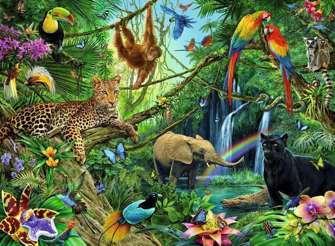 Ravensburger Puzzle per bambini - 12660 Animali nella giungla - Puzzle con animali per bambini dagli 8 anni, con 200 pezzi in formato Xxl Puzzle Naty Shop