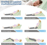 INFANZIA Cuscino a cuneo per letto, Cuscino angolare, Cuscino triangolare, Pieghevole, Memory Foam, Apnea notturna, Reflusso acido, Elevazione delle gambe, Lettura, Verde