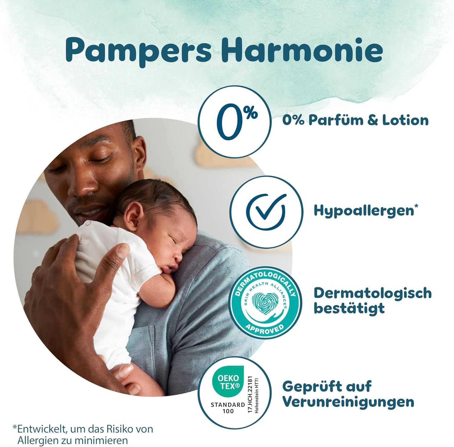 Pannolini Pampers Harmony taglia 2, 204 pannolini, 4kg-8kg, protezione delicata della pelle con protezione Pampers al 100%