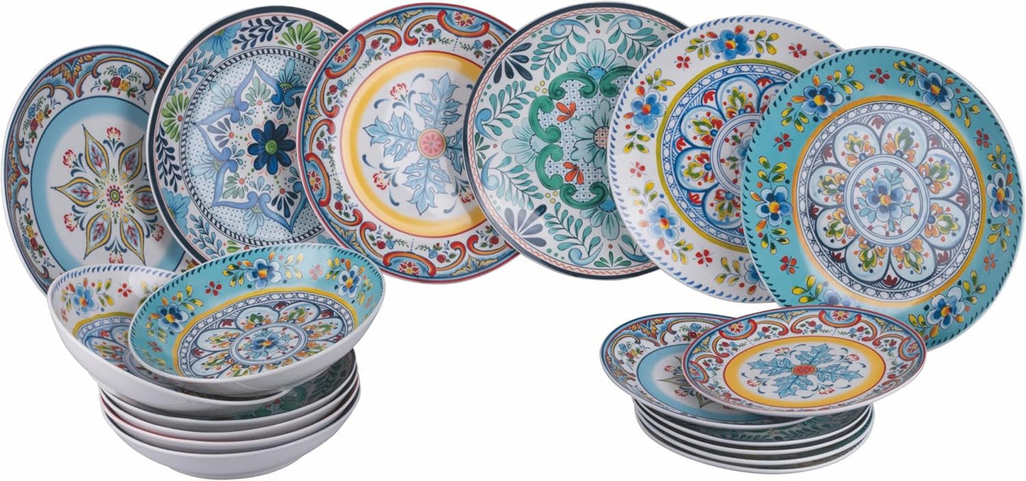Servizio da tavola in porcellana 18 pezzi, 6 diversi set di piatti, Andalusia